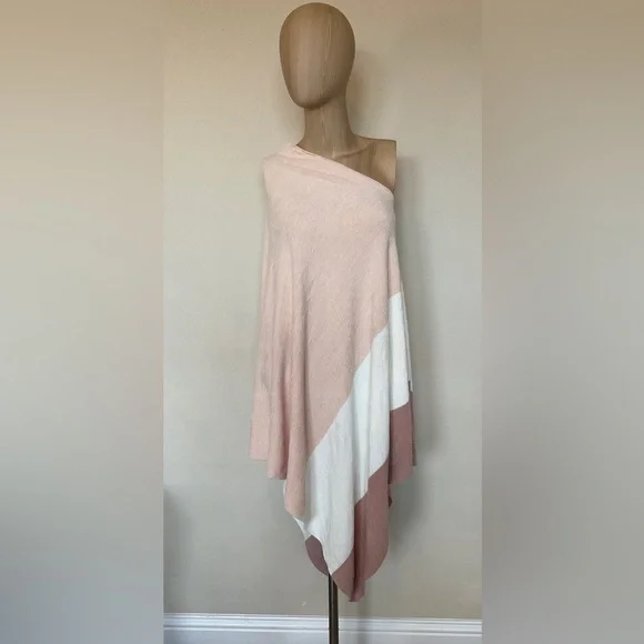 Barefoot Dreams CozyChic Ultra Lite Knit Sunset Poncho Pale Pink One Size Plus - Picture 3 of 16